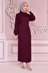 Silbrig Perle Details Abendkleid Bordeaux ASM2470 - Thumbnail