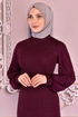 Silbrig Perle Details Abendkleid Bordeaux ASM2470 - Thumbnail