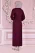 Silbrig Perle Details Abendkleid Bordeaux ASM2470 - Thumbnail