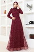 Silbrig Tüll Abendkleid MDY4934 Burgundischen - Thumbnail