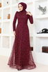 Silbrig Tüll Abendkleid MDY4934 Burgundischen - Thumbnail