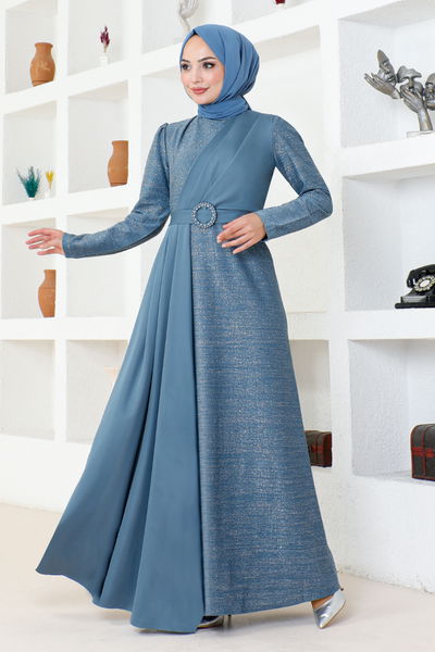 ASM - Silvery Evening dress ASM2538 Indigo - 342520