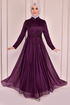 Silvery Evening dress Damson ASM21040 - Thumbnail