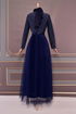 Silvery Evening dress Navy blue EFY20040 - Thumbnail