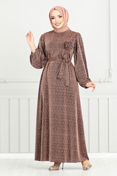 MRV E.N.D. - Silvery Hijab Evening dress 5657END900-M Copper