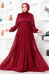 Silvery Tulle Evening dress ASM2689 Burgundy - Thumbnail