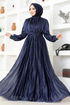 Silvery Tulle Evening dress ASM2689 Navy blue - Thumbnail