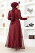 Silvery Tulle Evening dress END5592 Burgundy - Thumbnail