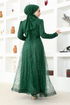 Silvery Tulle Evening dress END5592 Emerald - Thumbnail