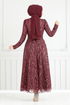 Sim Detail Abendkleid 5640END900-M Bordeaux - Thumbnail