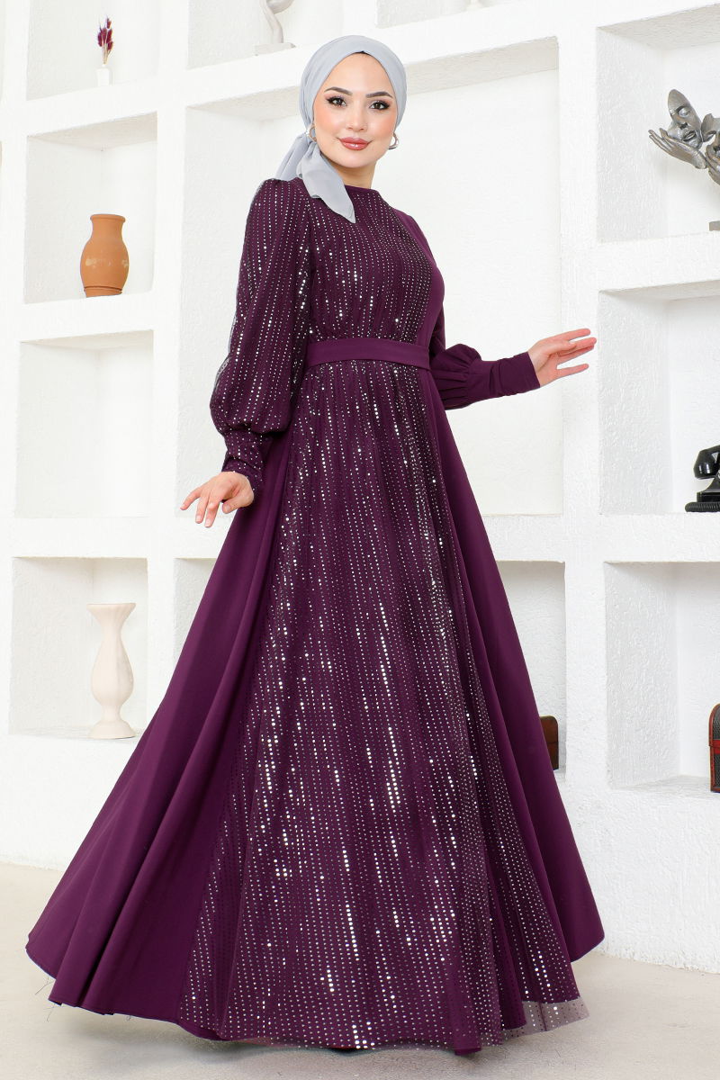 Robe dentelle violette sale