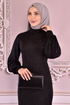 Simli İnci Detay Abiye Siyah ASM2470 - Thumbnail