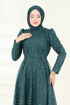Simli Tül Tesettür Abiye 5688EDF311-MS Petrol - Thumbnail