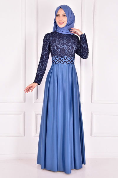 ASM - Spitze Detail Abendkleider Kleid Blau ASM2133
