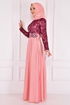 Spitze Detail Abendkleider Kleid Pulver ASM2133 - Thumbnail