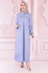 Spitze Detail Kleid Bebe Blau ORG6710 - Thumbnail