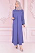 Spitze Detail Kleid Blau ORG6710 - Thumbnail