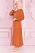 Spitze Detail Kleid Dachziegel ORG6710 - Thumbnail