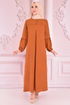 Spitze Detail Kleid Dachziegel ORG6710 - Thumbnail