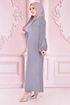 Spitze Detail Kleid Grau ORG6710 - Thumbnail
