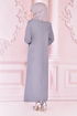 Spitze Detail Kleid Grau ORG6710 - Thumbnail