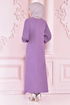 Spitze Detail Kleid Lila ORG6710 - Thumbnail