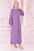 Spitze Detail Kleid Lila ORG6710 - Thumbnail