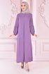 Spitze Detail Kleid Lila ORG6710 - Thumbnail