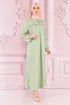 Spitze Detail Kleid Mint ORG6710 - Thumbnail
