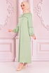 Spitze Detail Kleid Mint ORG6710 - Thumbnail