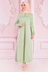 Spitze Detail Kleid Mint ORG6710 - Thumbnail
