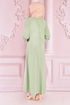 Spitze Detail Kleid Mint ORG6710 - Thumbnail