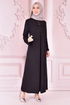 Spitze Detail Kleid Schwarz ORG6710 - Thumbnail