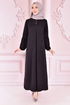 Spitze Detail Kleid Schwarz ORG6710 - Thumbnail