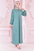 Spitze Detail Kleid Türkis ORG6710 - Thumbnail
