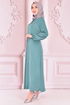 Spitze Detail Kleid Türkis ORG6710 - Thumbnail