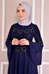 Spitze Details Abendkleid Dunkelblau ASM2452 - Thumbnail