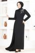 Stein Abendkleid END5561 Schwarz - Thumbnail