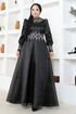 Stein Abendkleid LPN6016 Schwarz - Thumbnail