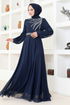 Stein Abendkleid LPN6025 Dunkelblau - Thumbnail