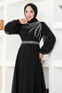 Stein Abendkleid LPN6025 Schwarz - Thumbnail