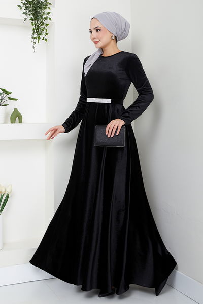 MRV E.F.Y. - Stein Arch Samt Abendkleid 2013EFY931-M Schwarz