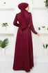 Stein Detail Abendkleid 274DVL897-M Bordeaux - Thumbnail