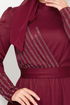 Stein Detail Abendkleid 274DVL897-M Bordeaux - Thumbnail