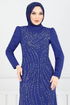 Stein Detail Abendkleid Kleid 4408MDH1093-M Saks - Thumbnail