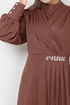 Stein Detail Hijab Abendkleid 271DVL897-M Kaffee - Thumbnail