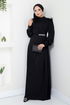 Stein Detail Hijab Abendkleid 271DVL897-M Schwarz - Thumbnail