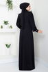 Stein Detail Hijab Abendkleid 271DVL897-M Schwarz - Thumbnail