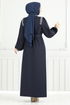 Stein Detail Hijab Abendkleid 5656END900-M Laci - Thumbnail