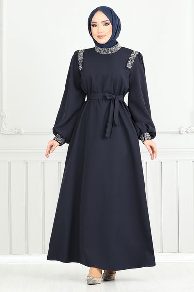 MRV E.N.D. - Stein Detail Hijab Abendkleid 5656END900-M Laci